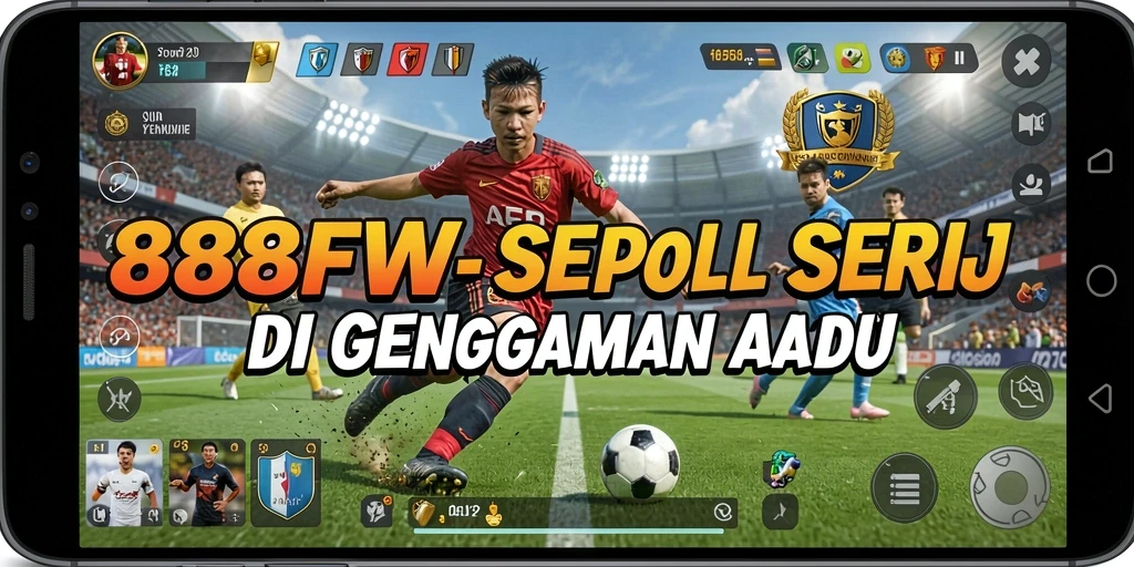 Tampilan gameplay menarik yang menggambarkan aksi sepak bola.