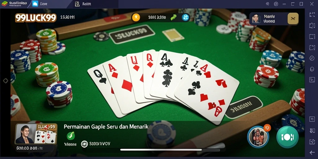 Tampilan gameplay Gaple yang seru dan menantang di 99LUCK99.