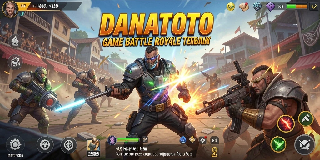 Menampilkan aksi seru dalam gameplay Battle Royale DANATOTO.