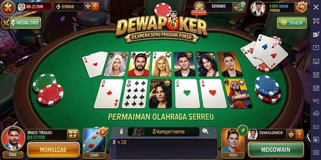 Tampilan gameplay DEWAPOKER yang menampilkan duel seru antar pemain.