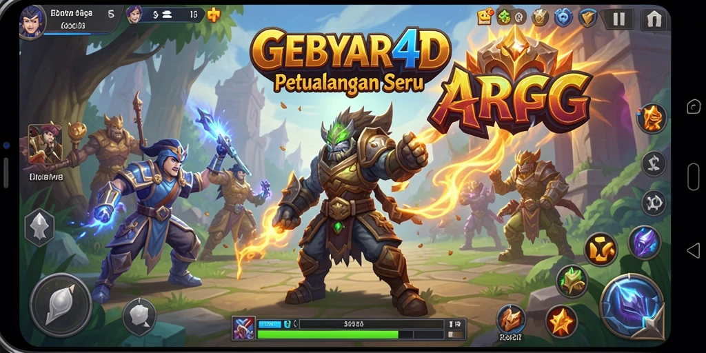 Tampilan gameplay menarik di GEBYAR4D dengan aksi seru di arena.