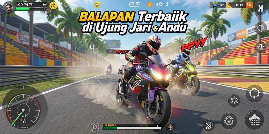 Gameplay RPYYY menunjukkan aksi balapan motor yang seru dan menegangkan.