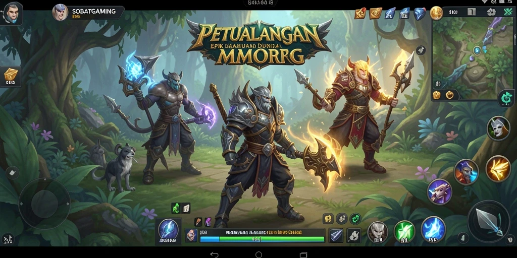Screenshot menunjukkan pertarungan epik di dunia MMORPG SOBATGAMING.